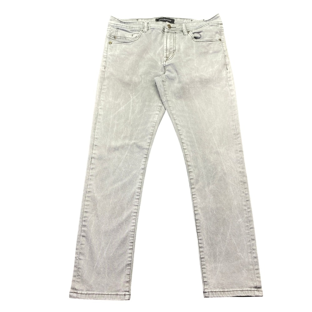 Liverpool Slim Straight Mens‎ Jeans Gunmetal Grey Size 32 Grunge Preppy Retro